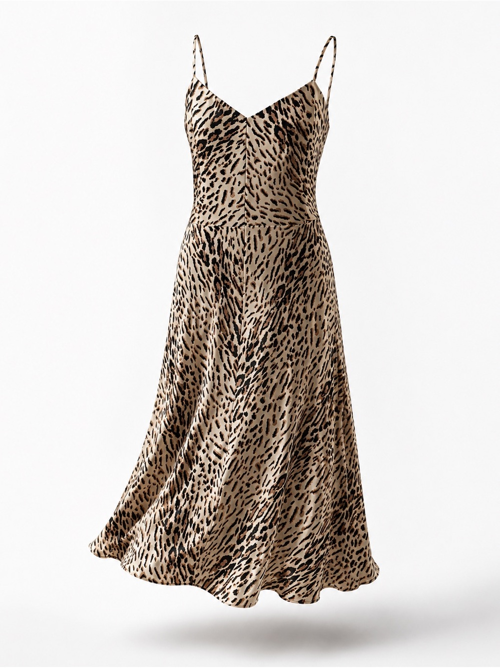 Joie Leopard Print Sleeveless Midi Dress Womens Size 10 Bias Cut Spaghetti Strap